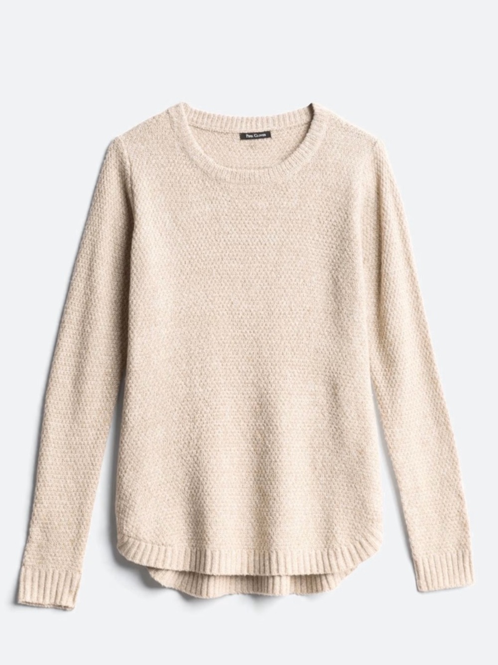 Pink Clover Textured Crewneck Sweater - Cream